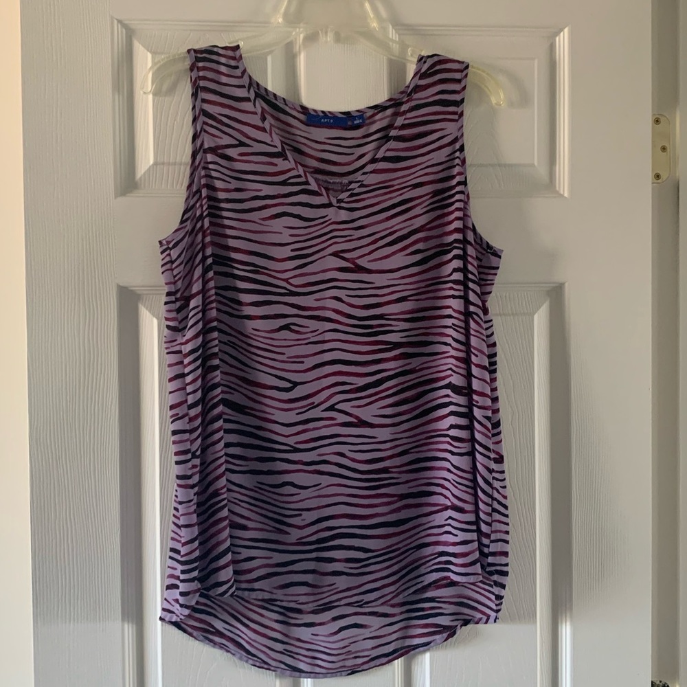 Apt. 9 Lavender and Black Zebra Print Tank Top